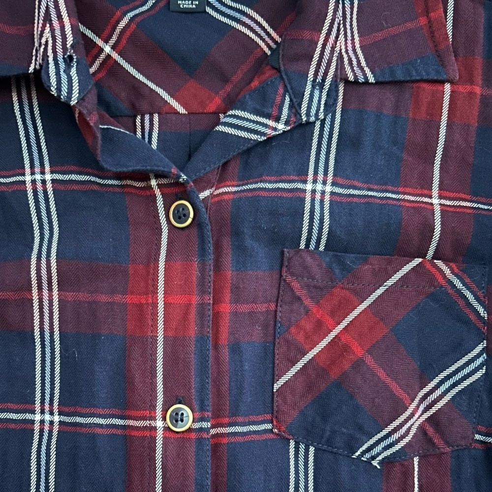 Tommy Hilfiger 100% cotton Red Navy Belted Plaid Mini Shirt Dress Size XS - Picture 8 of 9